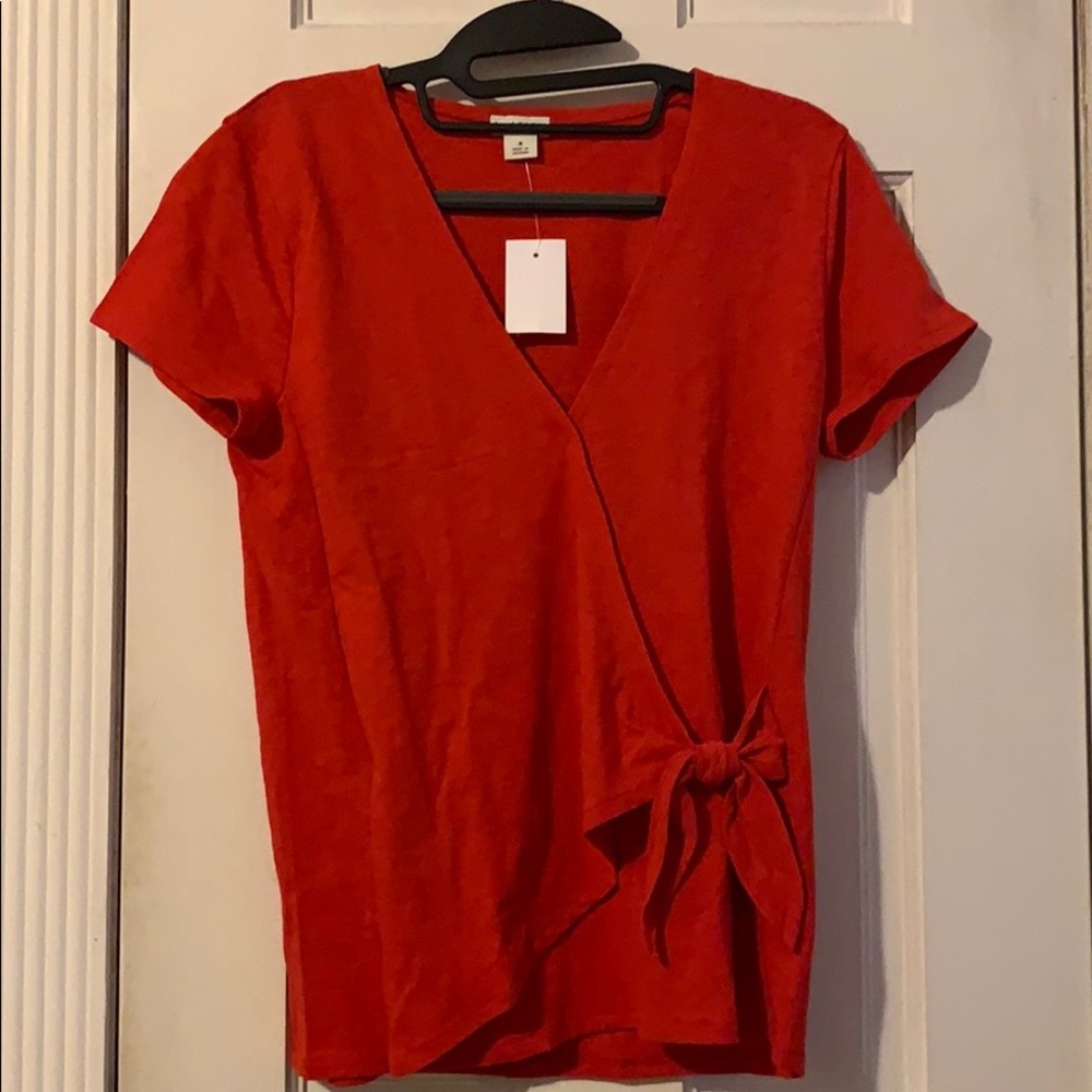 J Crew faux wrap red top. Size small